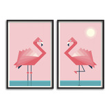 Quadros Decorativos Flamingos Geomêtrico Quarto Sala
