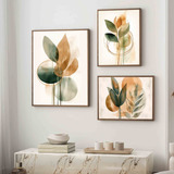 Quadros Decorativos Folhas Verdes Sala Hall Moderno Moldura