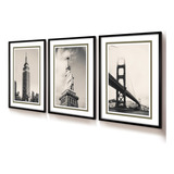 Quadros Decorativos Fotos Monumentos Sala Quarto Trio 30x45