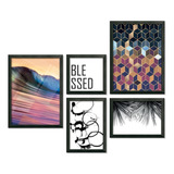 Quadros Decorativos Frases Mosaico Moderno Ondas Sala Quarto