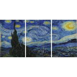 Quadros Decorativos Grande 3 Peças Van Gogh Noite Estrelada