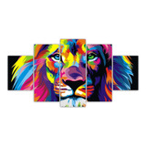 Quadros Decorativos Leão Colorido Sala Quarto