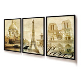 Quadros Decorativos Monumentos Paris Trio 50x70