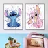 Quadros Decorativos Mosaico 2 Pçs Stitch E Angel Casal Arte