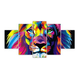 Quadros Decorativos Mosaico Leão Colorido Cor