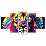 Quadros Decorativos Mosaico Leão Colorido Sala