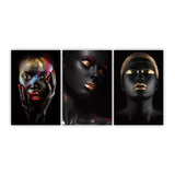 Quadros Decorativos Mosaico Mulheres Negras Maquiagem 120x60