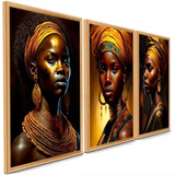 Quadros Decorativos Mulher Africana Ouro Linda