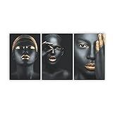 Quadros Decorativos Mulheres Negras Maquiagem Dourada