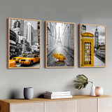 Quadros Decorativos Nova York Telefone Amarelo Moldura 50x70