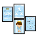 Quadros Decorativos Principe Quarto De Menino Bebe Lindos A4 Cor Da Armação Preta Cor Colorido