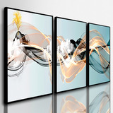 Quadros Decorativos Sala Abstrato Linha Gold Luxo Promoção