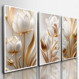 Quadros Decorativos Sala Flores Tulipas Brancas Gold Flor 4k