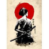 Quadros Samurai Sakura Japonês Samurai Ninja Espadas 50x70