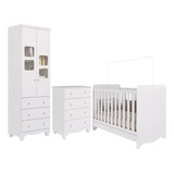 Quarto Bebê Berço Americano Ben 3em1 Cômoda Guarda Roupa Uli