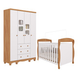 Quarto Bebê Berço Marquesa 3 Em 1 Guarda Roupa 4 Portas Uli