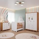Quarto Bebê Completo Berço Americano Bem 3em1 Guarda Roupas 4 Portas Cômoda 1 Porta Bolinha 100 MDF