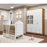 Quarto Bebê Completo Berço Cama Guarda roupa Elô New Peroba
