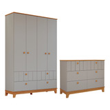 Quarto Bebê Completo Cômoda Guarda Roupas 4 Portas 100 Mdf
