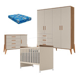 Quarto Bebê Emilly 4 Portas E Berço Lívia C Colchão Ortobom