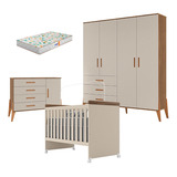 Quarto Bebê Emilly 4 Portas E Berço Lívia Com Colchão Gazin