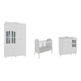 Quarto Completo Bebê Provençal Elo 100 Mdf Branco Moveis Pe