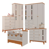 Quarto De Bebê 3 Portas Com Cômoda E Berço Com Gaveta Canaã