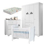 Quarto De Bebê Ane Com Berço Americano New Nanda Branco