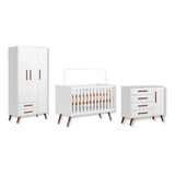 Quarto De Bebê Berço Cômoda Gr Q Encanto Retrô Branco