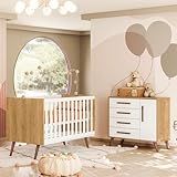 Quarto De Bebê Com Berço Americano 3820 E Cômoda Infantil 3825 Qencanto Retrô Qmovi Freijó Branco Acetinado Colchão Physical