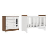 Quarto De Bebê Cômoda Com Fraldário Berço 3 Em 1