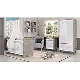 Quarto De Bebe Completo 3 Peças 1 Cômoda 1 Roupeiro 1 Berço Pipoca Móveis Percasa Fresno Branco