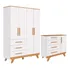 Quarto De Bebê Completo Retrô Cômoda Guarda Roupa Peroba Fs