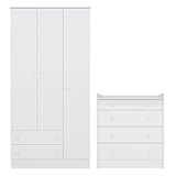 Quarto De Bebê Doce Sonho Com Roupeiro 2617 E Cômoda 2523 Qmovi Branco