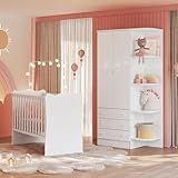 Quarto De Bebê Doce Sonho Com Roupeiro 825 E Berço Simples 1 Qmovi Branco