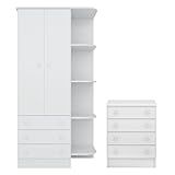 Quarto De Bebê Doce Sonho Com Roupeiro 825 E Cômoda 777 Qmovi Branco