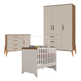 Quarto De Bebê Emilly 3 Portas C Berço Americano Retro Maya