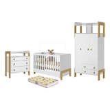 Quarto De Bebê Fantasia Berço Colchão Armário E Cômoda