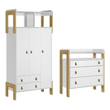 Quarto De Bebê Fantasia Com Roupeiro 4375 E Cômoda 4410 Qmov