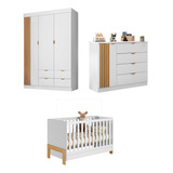 Quarto De Bebê Guarda Roupa E Cômoda Mdf E Berço