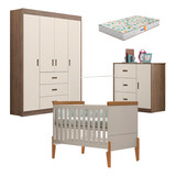 Quarto De Bebê Lívia E Berço Emilly Com Colchão Gazin