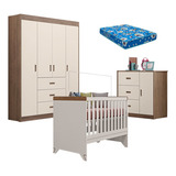 Quarto De Bebê Lívia E Berço Retro Maya Com Colchão Ortobom
