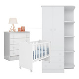 Quarto Infantil Berço Cômoda E Roupeiro Doce Sonho Qmovi