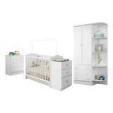 Quarto Infantil Berço Cômoda Roupeiro Qmovi Leartam