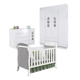 Quarto Infantil Com Guarda Roupa Cômoda Livia E Berço Danny