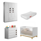 Quarto Infantil Guarda Roupa Cômoda Livia E Berço Fantasia