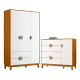 Quarto Infantil Ipê Guarda Roupa 3 Portas E Cômoda 4 Gavetas