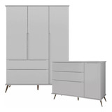 Quarto Infantil Retro Guarda Roupa Melinda 3 Portas E Cômoda
