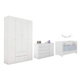 Quarto Para Bebê Com Guarda Roupa 4 Portas E Cômoda Berço