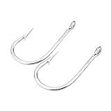 Qudai 2pcs Inox Anzóis De Pesca Para Tubarão Peixe 8 0 10 0 12 0 